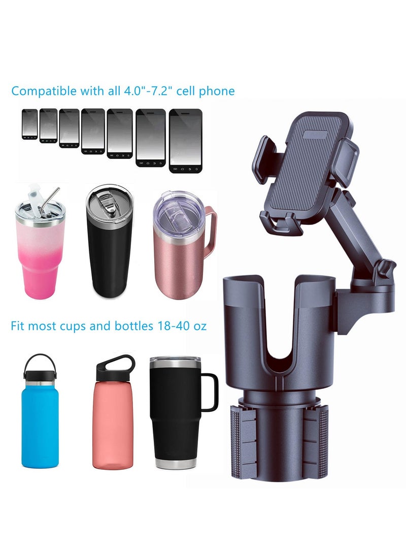 SYOSI Cup Holder Phone Mount for Car Cup & Phone Holder 2 In 1 Mount for Car Car Cup Holder Expander with Phone Mount 360 Degree Rotation Long Arm Cell Phone Holder for Car Compatible with All Smartphones - Image 2