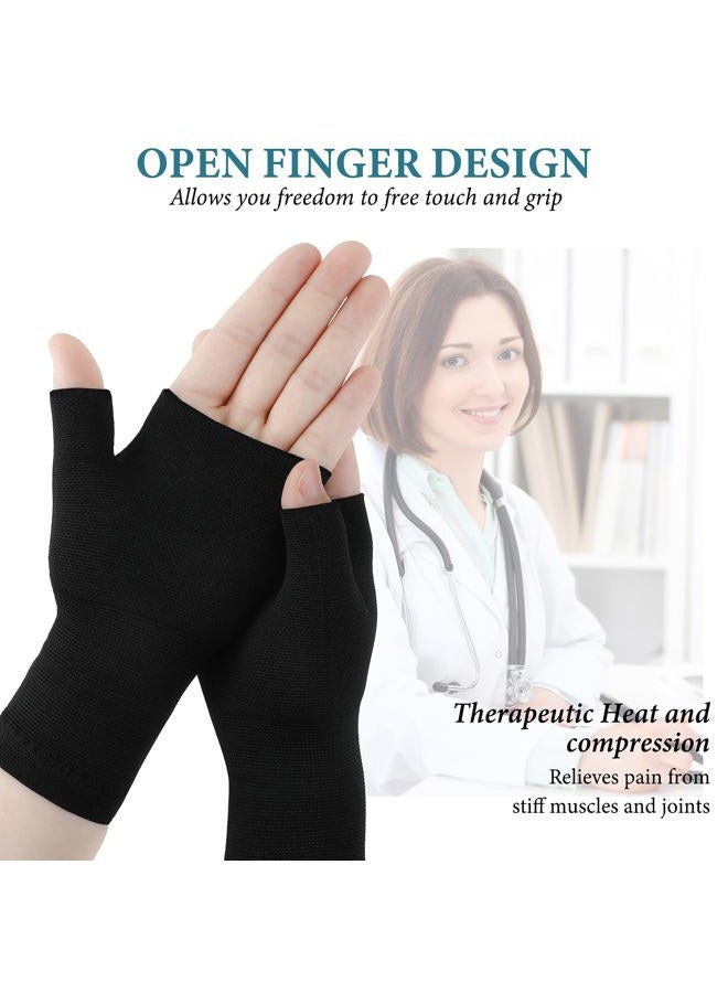 Geyoga 4 Pieces Unisex Wrist Thumb Support Sleeve Fingerless Wrist Gloves Compression Arthritis Gloves Sports Wrist Support Brace for Fatigue Sports Typing (Black, Nude Color, Medium) - Image 4