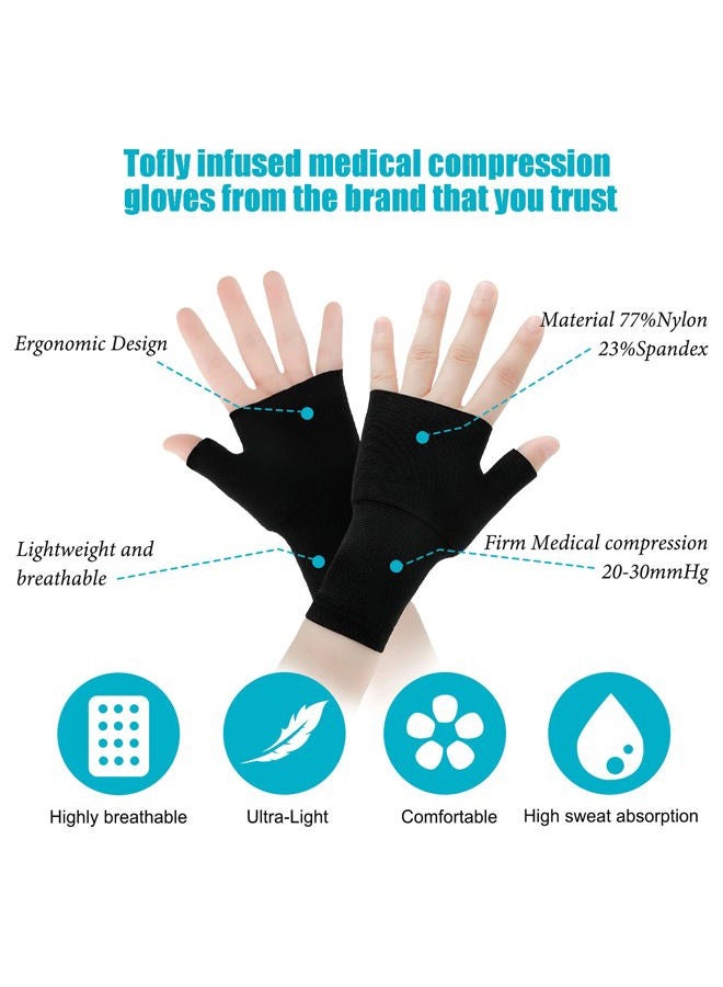Geyoga 4 Pieces Unisex Wrist Thumb Support Sleeve Fingerless Wrist Gloves Compression Arthritis Gloves Sports Wrist Support Brace for Fatigue Sports Typing (Black, Nude Color, Medium) - Image 2