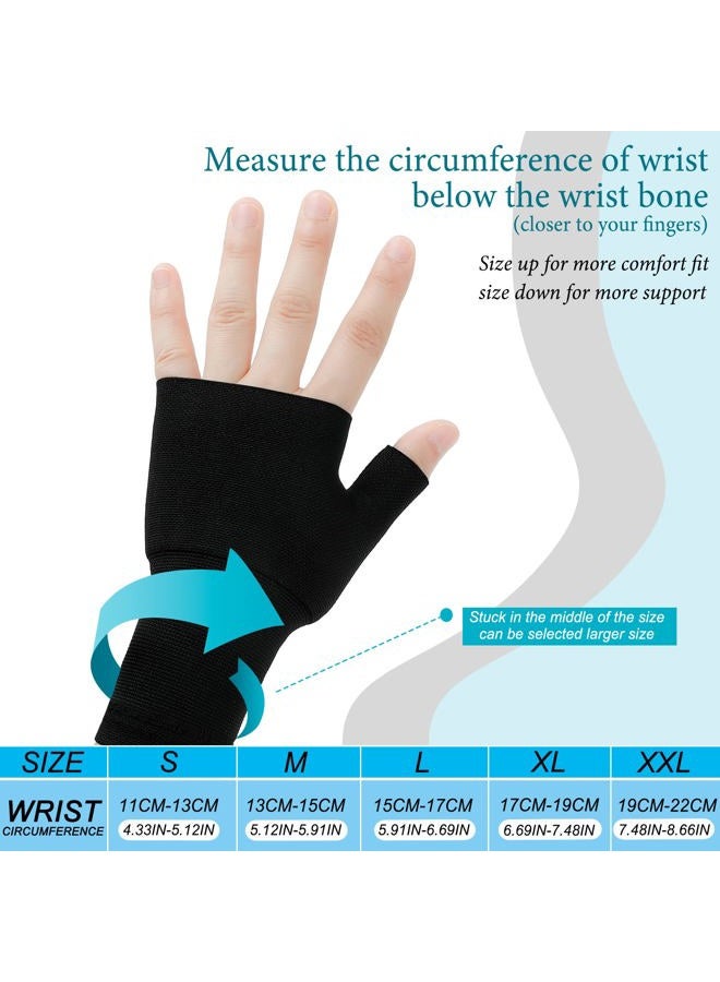 Geyoga 4 Pieces Unisex Wrist Thumb Support Sleeve Fingerless Wrist Gloves Compression Arthritis Gloves Sports Wrist Support Brace for Fatigue Sports Typing (Black, Nude Color, Medium) - Image 3