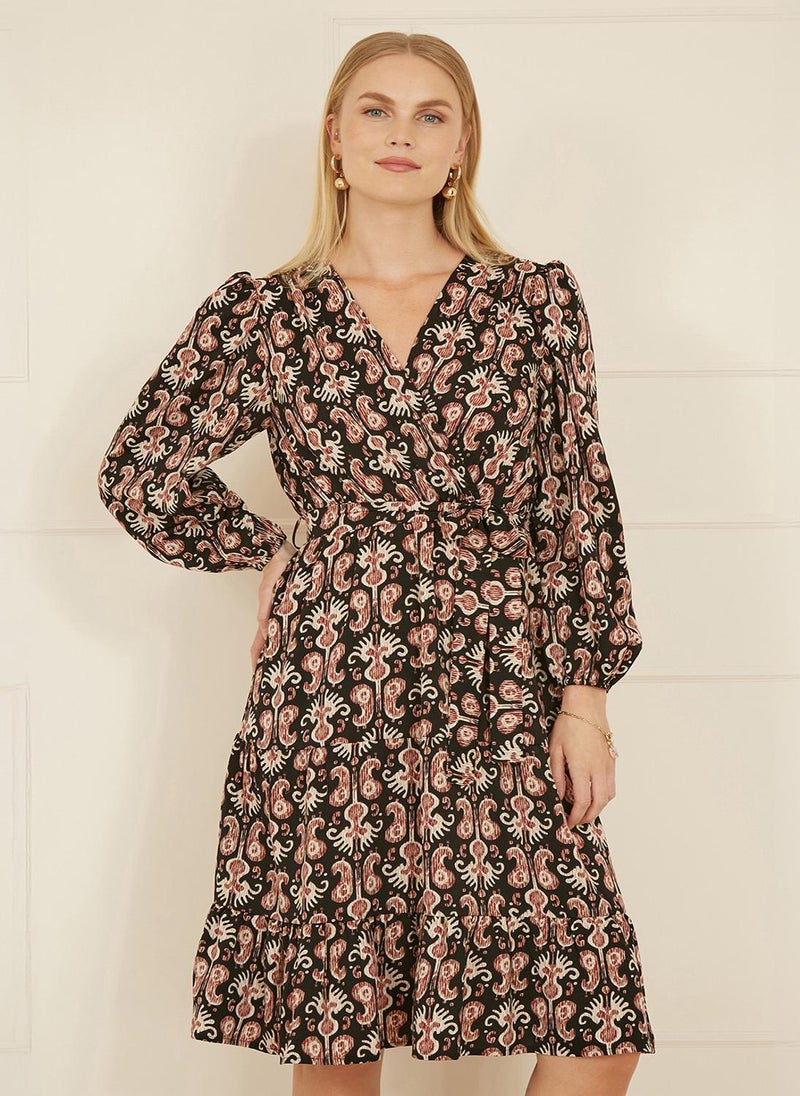 يامي فستان طويل بأكمام مطبوعة - Image 1