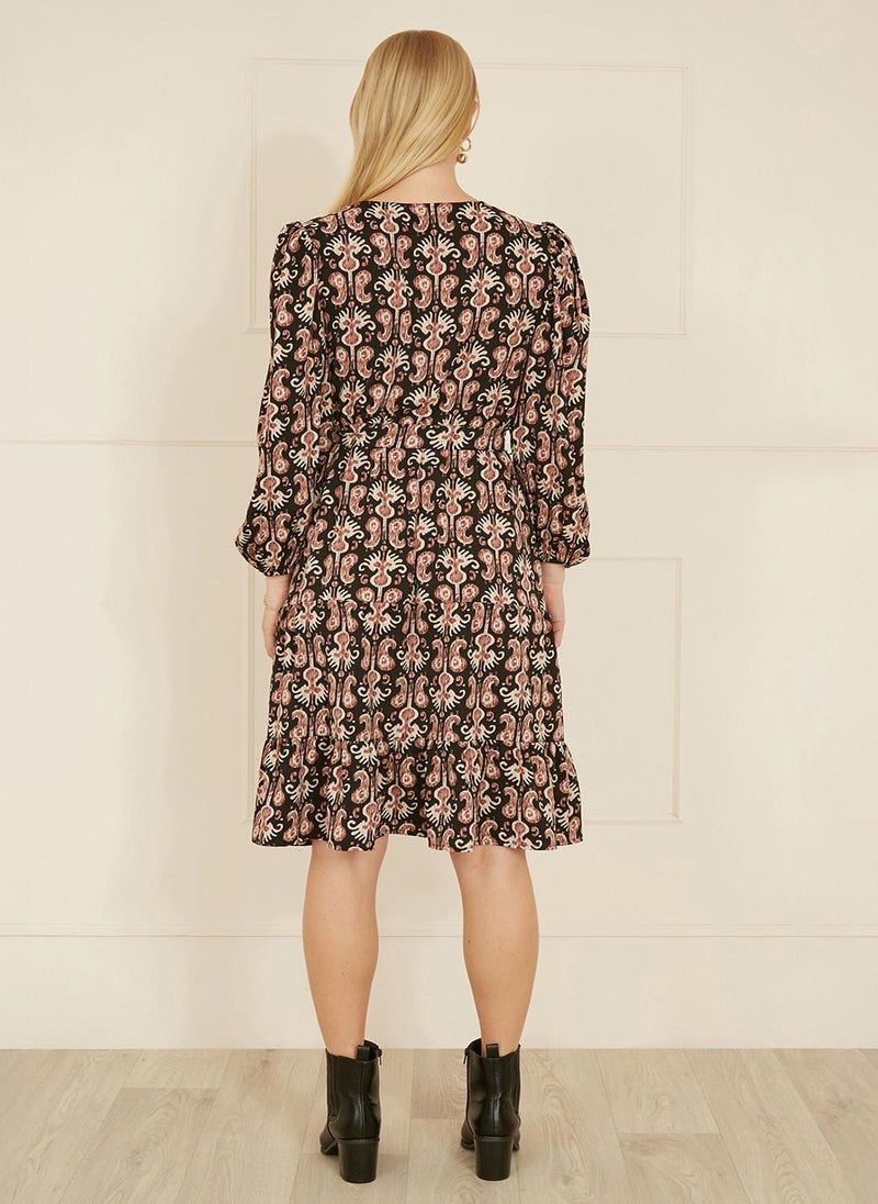 يامي فستان طويل بأكمام مطبوعة - Image 2