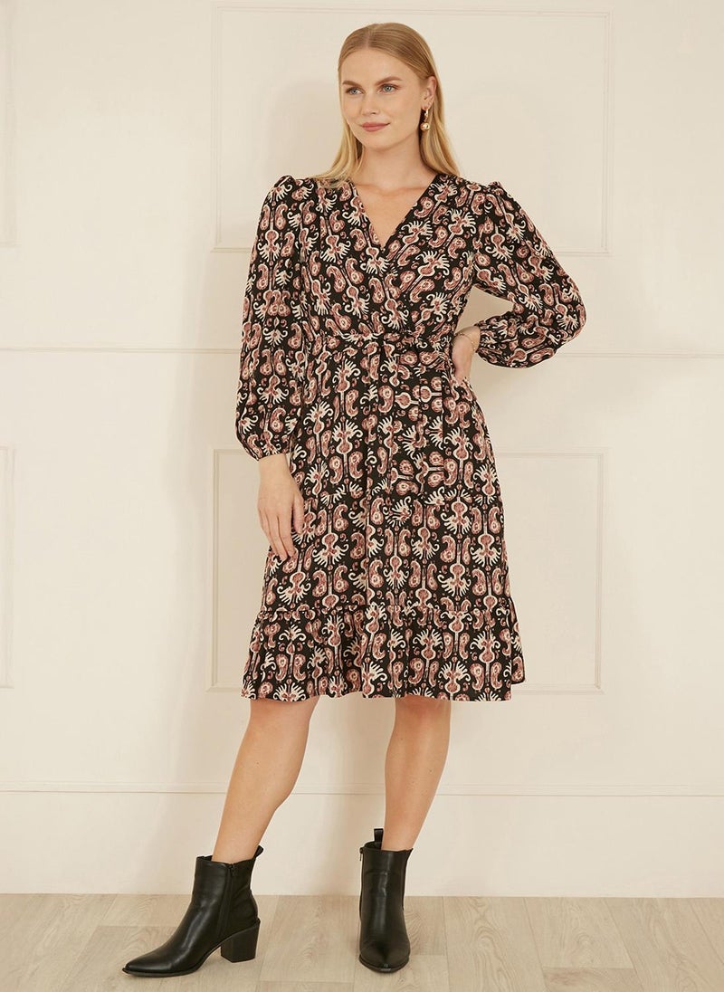 يامي فستان طويل بأكمام مطبوعة - Image 4