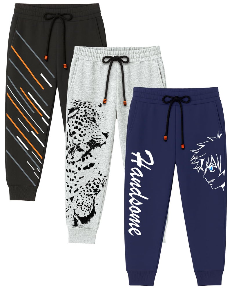 Kuchipoo Boys Track Pants - Pack of 3 (KUC-LOW-160, 6-7 Years, Multi-Colored) - Image 1