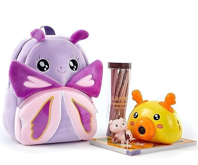 Frantic Kids Velvet School Bag Plush Cute Backpack Baby Girl Preschool Travel Bags Ideal for Baby Girl & Boy Picnic Carry Travelling Bags (2-5 Years) - Image 5