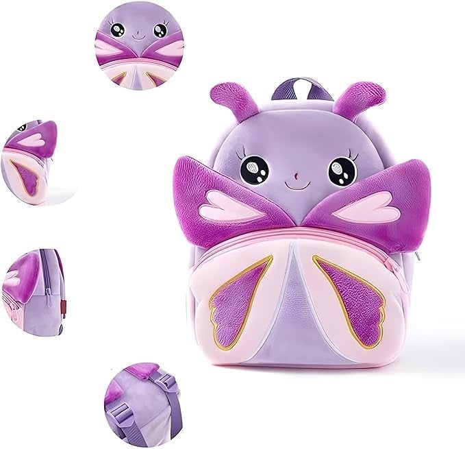 Frantic Kids Velvet School Bag Plush Cute Backpack Baby Girl Preschool Travel Bags Ideal for Baby Girl & Boy Picnic Carry Travelling Bags (2-5 Years) - Image 4
