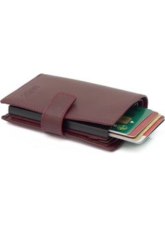 Abess Wallet Card Holder Luxury Real Leather Mechanism Card Holder with Money Compartment  - Image 1