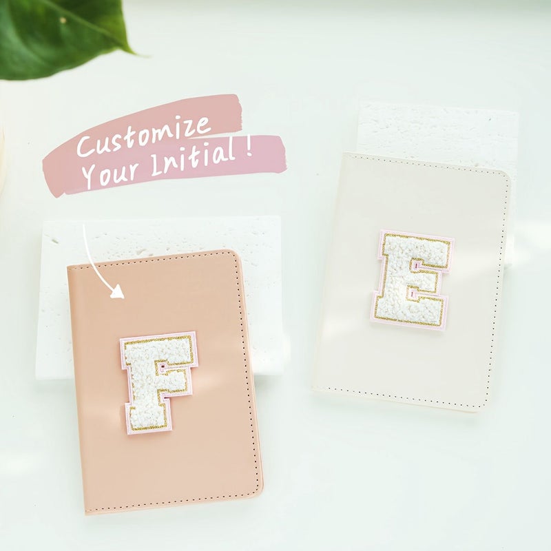 White Personalized Passport Cover With Custom Chenille Letter Patch Lightweight Stain Resistant Foldable Travel Wallet For Women And Girls - Image 3