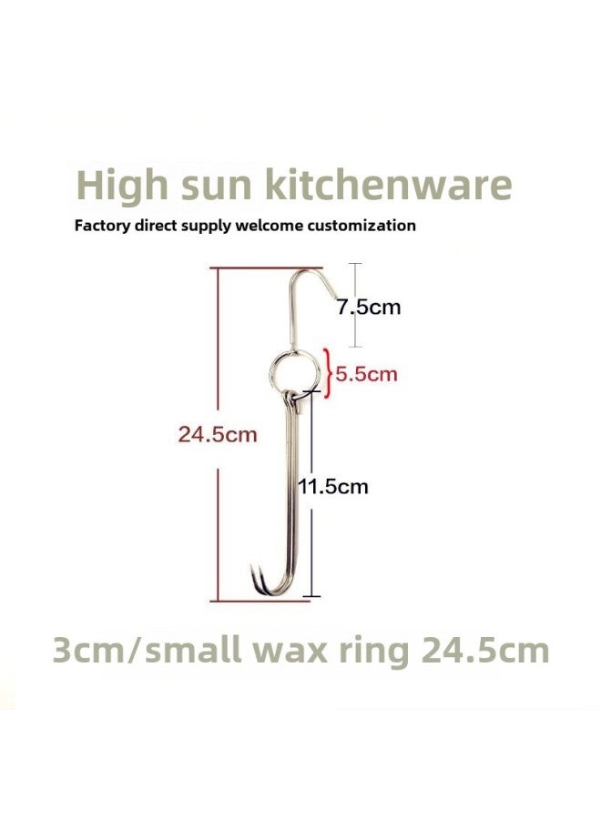Beijing Duck Hook Stainless Steel Roast Goose Hook Roast Duck Hook Double Hook Roast Meat Hook Roast Fork Air Drying Cabinet Hook-Color:3.5cm Short Wax Ring Large Ring (pack Of 10)  - Image 1