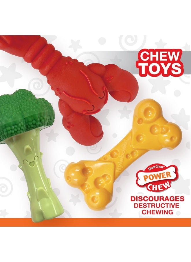 Nylabone Power Chew Dog Chew Toy Pack Bundle  Fun & Cute Dog Toys For Aggressive Chewers, Tough Dog Toys, Lobster, Cheese, And Broccoli Shapes, Large/Giant (3 Count)  - Image 2