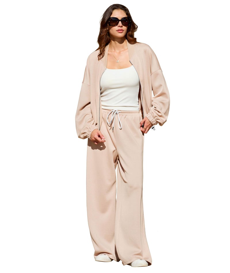 KFUBUO Women 2 Piece Outfits Fall Tracksuit Long Sleeve Zip Up Sweatshirt Jogger Pants Lounge Set for Leisure - Image 1