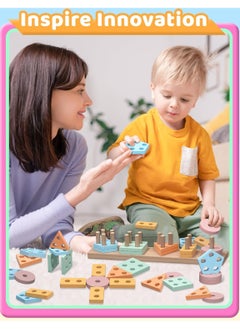 Generic Montessori Toys for 1 2 Year Old Girl Boy, Toddler Toys Age 1-2, 1 2 Year Old Girl Boy Birthday Gifts, Education Toddler Puzzles for Wooden Toys Ages 1-3, Stacking Block Toys for Toddlers 1-3  - Image 2