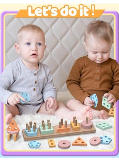 Generic Montessori Toys for 1 2 Year Old Girl Boy, Toddler Toys Age 1-2, 1 2 Year Old Girl Boy Birthday Gifts, Education Toddler Puzzles for Wooden Toys Ages 1-3, Stacking Block Toys for Toddlers 1-3  - Image 4