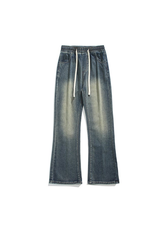 Men's American Style Street Loose Micro-lar Jeans Men's And Women's Vibe Straight Retro Trendy Brand Wide Leg Pants