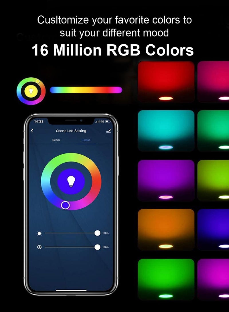 SASKA Smart WIFI LED Recessed Downlight 2700K-6500K Dimmable RGBWC Spotlight Multicolor Ceiling Light 9CM - Image 4