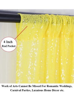 Partisout Sequin Backdrop Curtain 2 Panels 2Ftx7Ft Sequin Backdrop Sequence Backdrop Party Glitter Backdrop Sparkle Backdrop Wedding Photo Backdrop And Shimmer Backdrop (2Pcs 2Ftx7Ft Yellow)  - Image 4