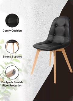 Taimi Wooden Dining Chair With Padded Seat Designed  Designed In A Practical And Elegant ay For Home Kitchen Lounge And Office Color Black  - Image 2