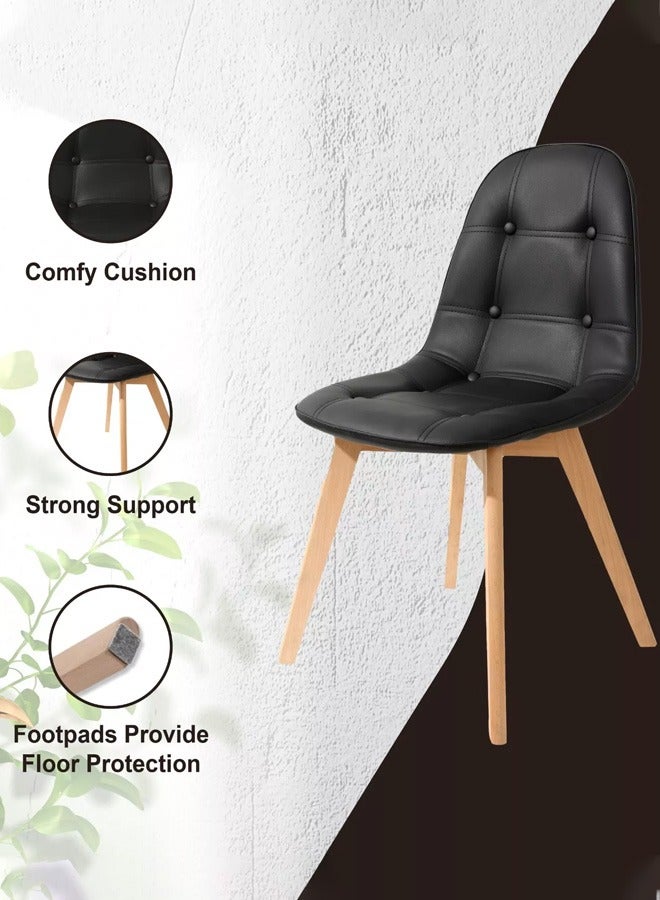 Taimi Wooden Dining Chair With Padded Seat Designed  Designed In A Practical And Elegant ay For Home Kitchen Lounge And Office Color Black - Image 2