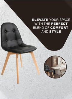 Taimi Wooden Dining Chair With Padded Seat Designed  Designed In A Practical And Elegant ay For Home Kitchen Lounge And Office Color Black  - Image 3