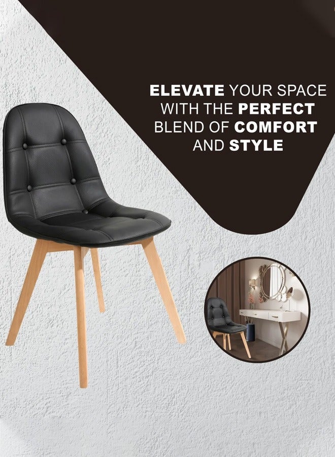 Taimi Wooden Dining Chair With Padded Seat Designed  Designed In A Practical And Elegant ay For Home Kitchen Lounge And Office Color Black - Image 3