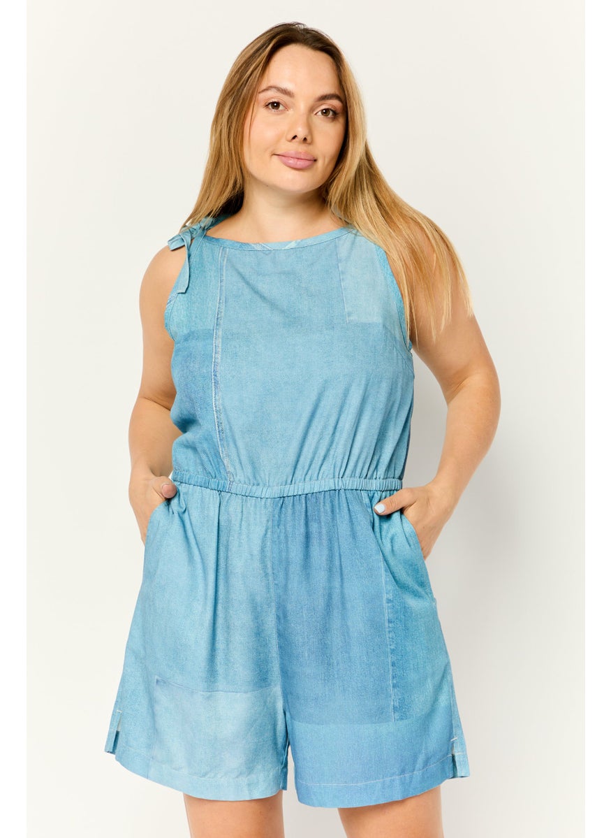 ESPRIT Women Washed Sleeveless Jumpsuit, Blue  - Image 1