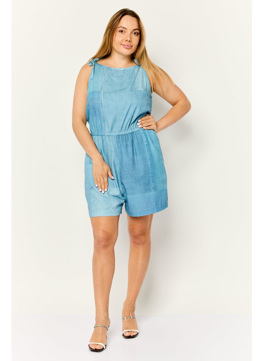 ESPRIT Women Washed Sleeveless Jumpsuit, Blue  - Image 2