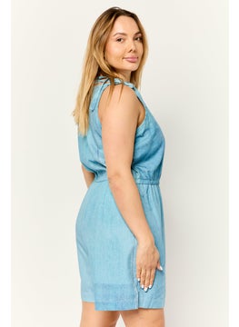 ESPRIT Women Washed Sleeveless Jumpsuit, Blue  - Image 4