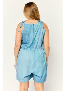 ESPRIT Women Washed Sleeveless Jumpsuit, Blue  - Image 3