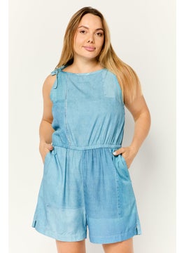 ESPRIT Women Washed Sleeveless Jumpsuit, Blue  - Image 1