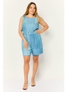 ESPRIT Women Washed Sleeveless Jumpsuit, Blue  - Image 2