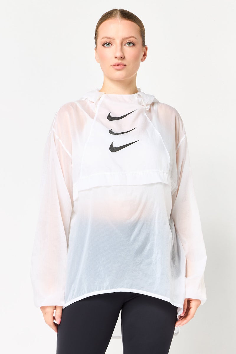 Nike Women Loose Fit Long Sleeve Running Jacket, White - Image 1