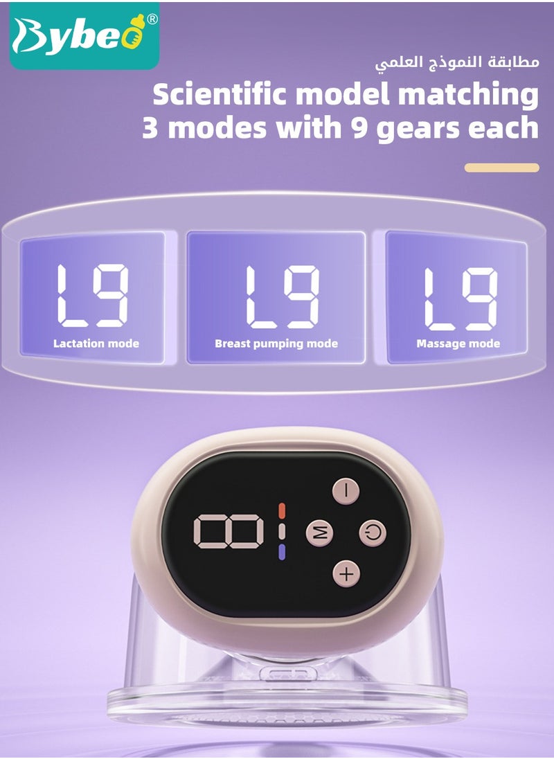 Bybeo Electric Wearable Hands-Free Breast Pump with 30 PCS Breastmilk Storage Bags, Low Noise & Painless, LCD Display, 3 Modes & 9 Levels  - Image 4