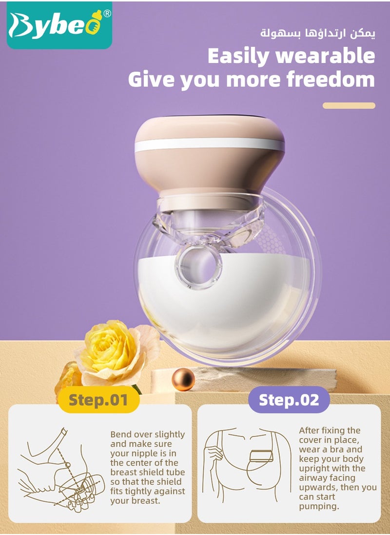 Bybeo Electric Wearable Hands-Free Breast Pump with 30 PCS Breastmilk Storage Bags, Low Noise & Painless, LCD Display, 3 Modes & 9 Levels  - Image 2