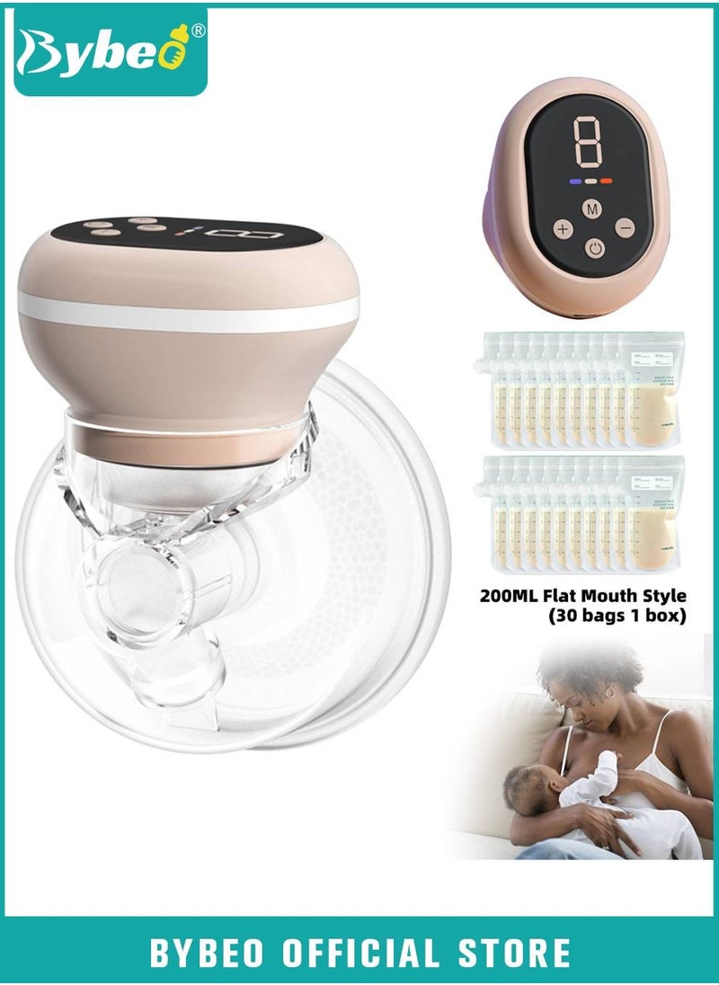 Bybeo Electric Wearable Hands-Free Breast Pump with 30 PCS Breastmilk Storage Bags, Low Noise & Painless, LCD Display, 3 Modes & 9 Levels  - Image 1