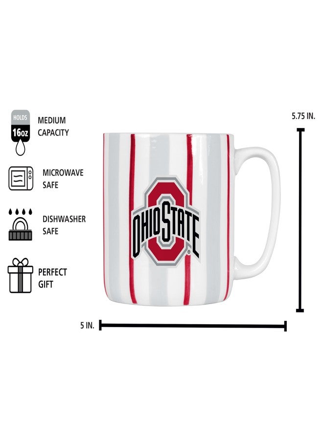 Logo Brands NCAA Ohio State Buckeyes 16 oz Brushstroke Coffee Mug – Hand Painted Team Color Stripe Vintage Design - Large Cup Capacity With Durable Ceramic Build - Image 5