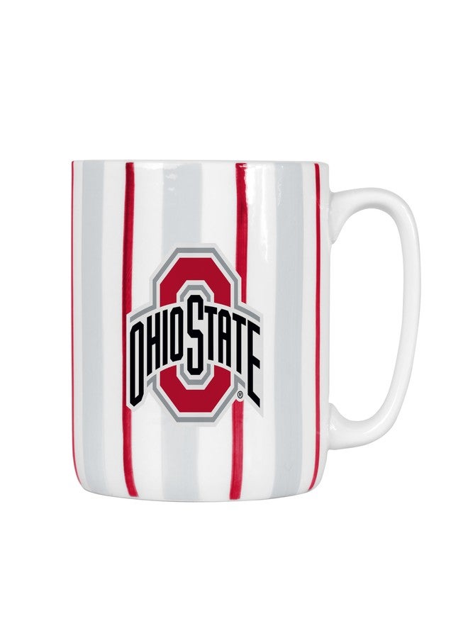 Logo Brands NCAA Ohio State Buckeyes 16 oz Brushstroke Coffee Mug – Hand Painted Team Color Stripe Vintage Design - Large Cup Capacity With Durable Ceramic Build - Image 1