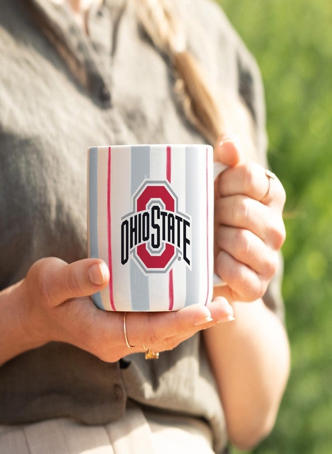 Logo Brands NCAA Ohio State Buckeyes 16 oz Brushstroke Coffee Mug – Hand Painted Team Color Stripe Vintage Design - Large Cup Capacity With Durable Ceramic Build - Image 3