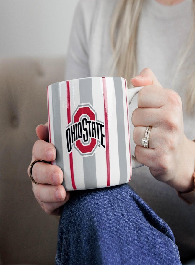 Logo Brands NCAA Ohio State Buckeyes 16 oz Brushstroke Coffee Mug – Hand Painted Team Color Stripe Vintage Design - Large Cup Capacity With Durable Ceramic Build - Image 4