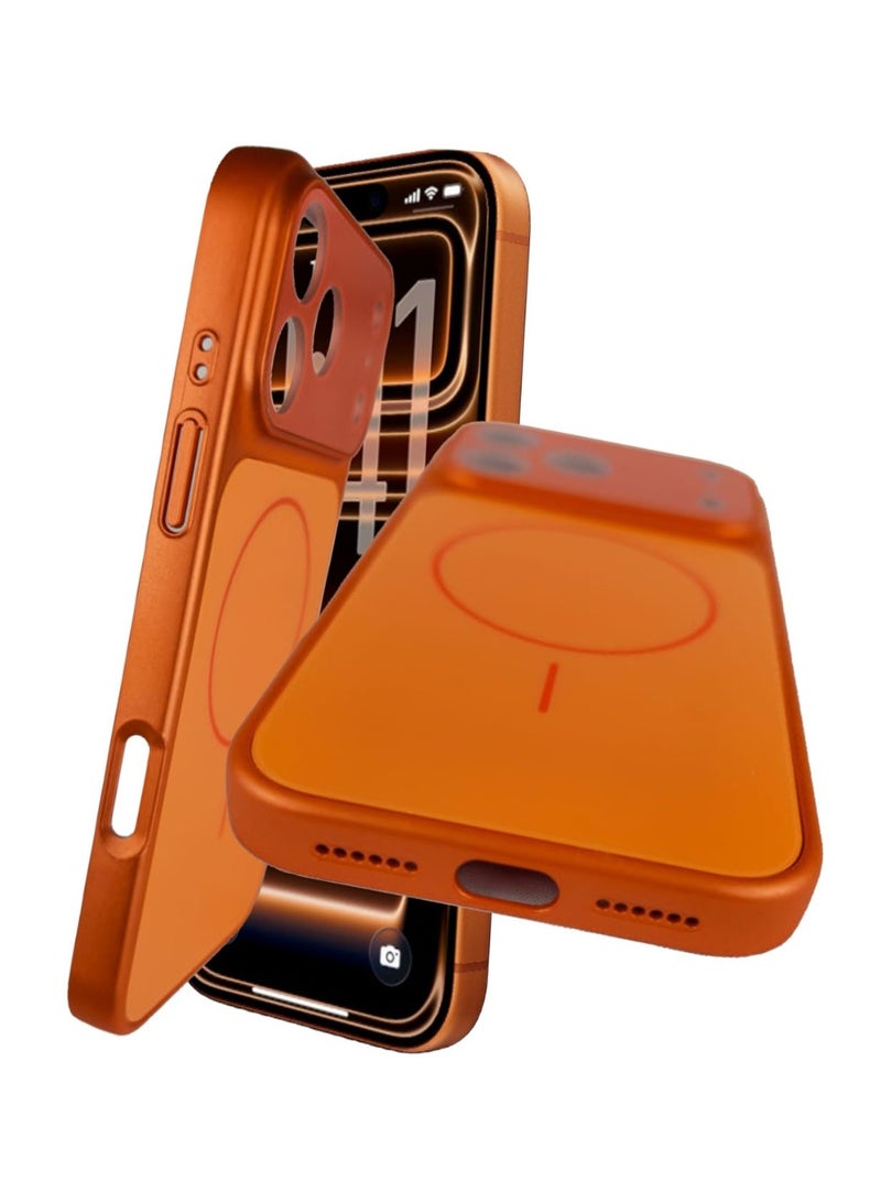 جراب Yusr متوافق مع آيفون 17 برو ماكس. غطاء نحيف، مانع للانزلاق، ومقاوم للصدمات مع حماية مدمجة للعدسة (برتقالي). - Image 2