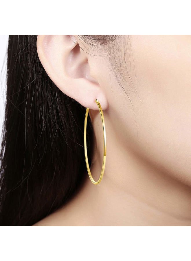 GSLAOZ Gold Hoop Earrings,18K Gold Plated Rounded Hoops Earrings for Women, Metal, metal - Image 2