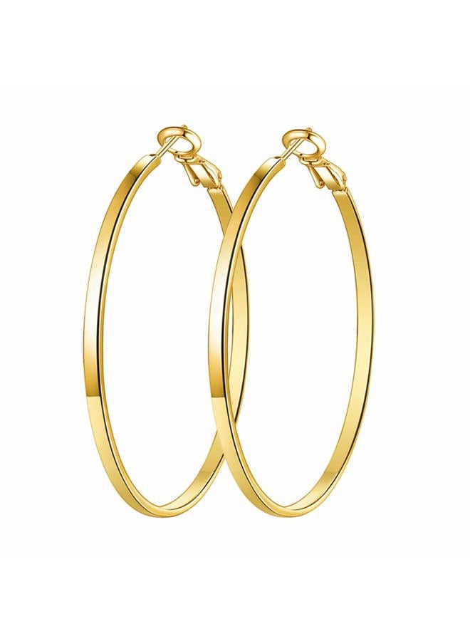 GSLAOZ Gold Hoop Earrings,18K Gold Plated Rounded Hoops Earrings for Women, Metal, metal - Image 1