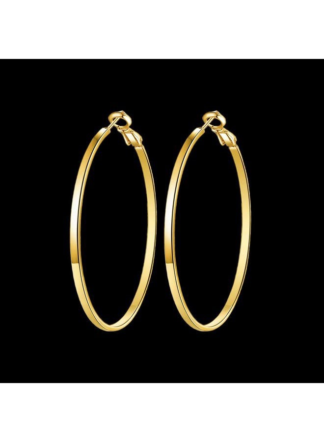 GSLAOZ Gold Hoop Earrings,18K Gold Plated Rounded Hoops Earrings for Women, Metal, metal - Image 4