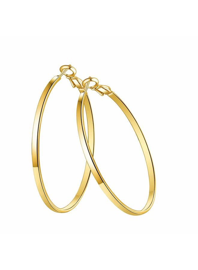 GSLAOZ Gold Hoop Earrings,18K Gold Plated Rounded Hoops Earrings for Women, Metal, metal - Image 5