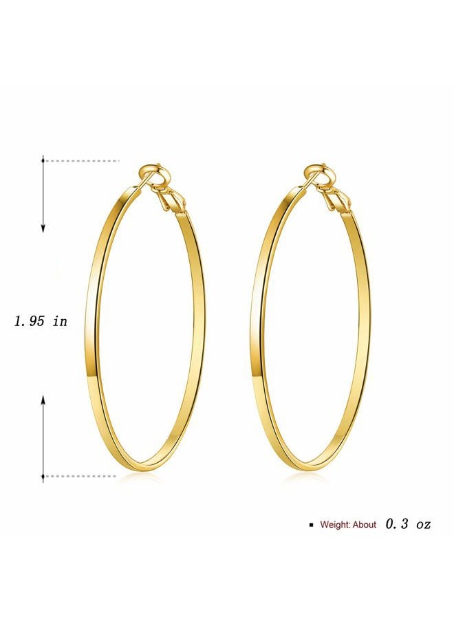 GSLAOZ Gold Hoop Earrings,18K Gold Plated Rounded Hoops Earrings for Women, Metal, metal - Image 3
