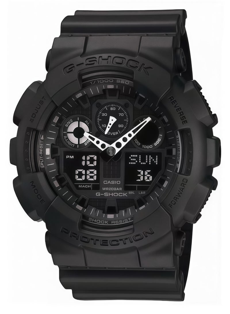 CASIO Casio G-Shock Black Samurai Dual Display Large Dial Sports Waterproof Watch Night Knight GA-100-1A - Image 1