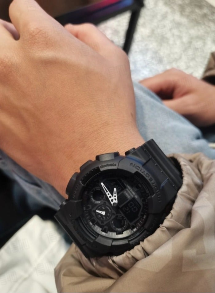 CASIO Casio G-Shock Black Samurai Dual Display Large Dial Sports Waterproof Watch Night Knight GA-100-1A - Image 2