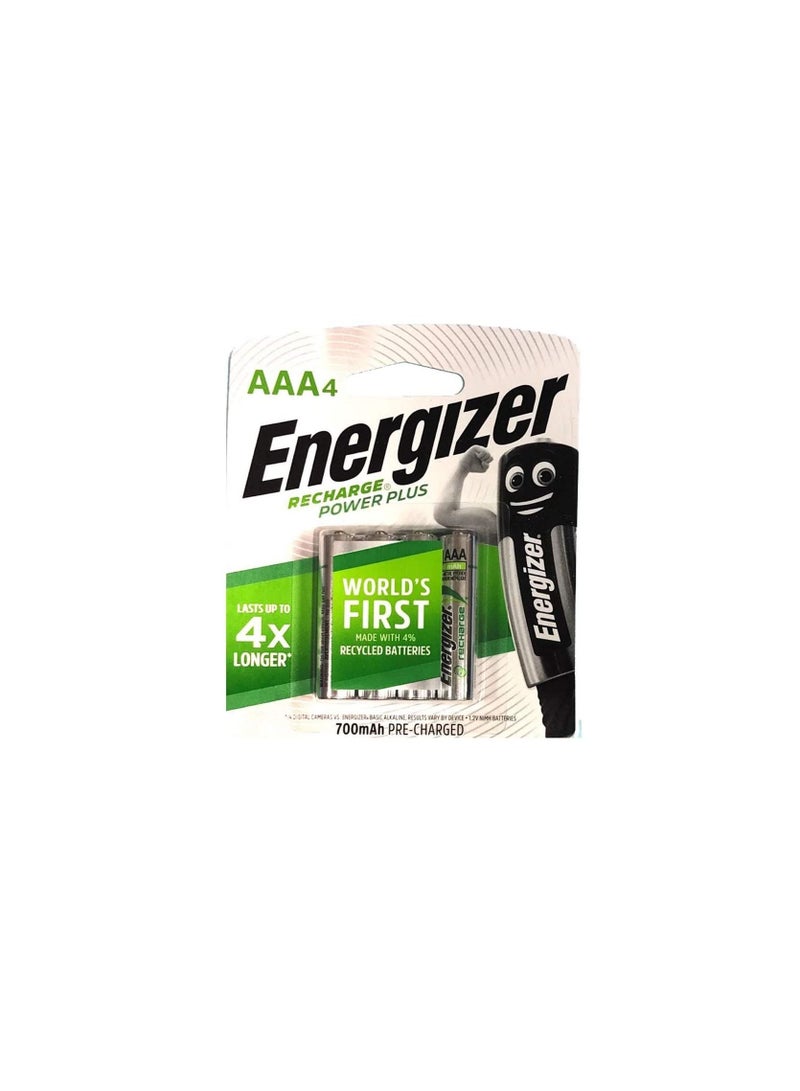 إنرجايزر بطاريات Energizer القابلة لإعادة الشحن Power Plus AAA - عبوة من 4 بطاريات NH12 URP4 700 مللي أمبير - Image 2