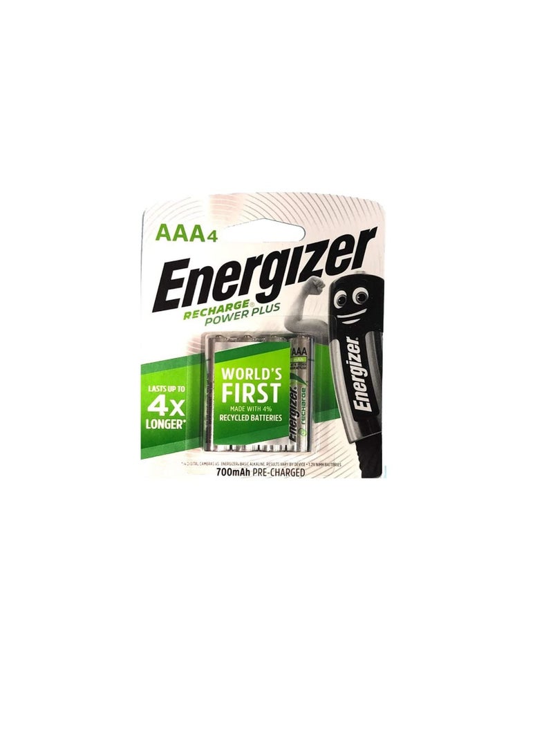 إنرجايزر بطاريات Energizer القابلة لإعادة الشحن Power Plus AAA - عبوة من 4 بطاريات NH12 URP4 700 مللي أمبير - Image 3