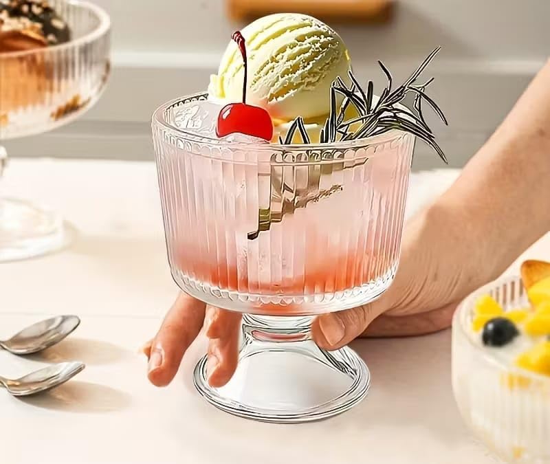 WRINGO 300 ML Ice Cream Glasses Cups Dishes for Desserts, Milkshake,Fruit and Pudding Glass Serving Bowls, Perfect for Home, Restaurants and Parties Dishwasher Safe (Set of 6) (WR-03) - Image 1