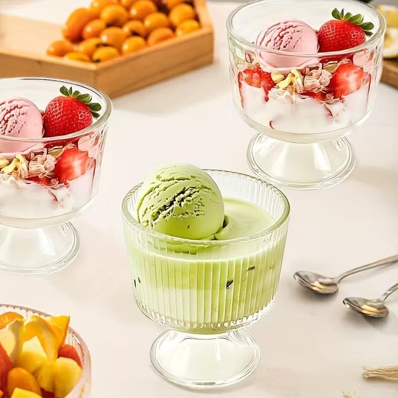 WRINGO 300 ML Ice Cream Glasses Cups Dishes for Desserts, Milkshake,Fruit and Pudding Glass Serving Bowls, Perfect for Home, Restaurants and Parties Dishwasher Safe (Set of 6) (WR-03) - Image 5